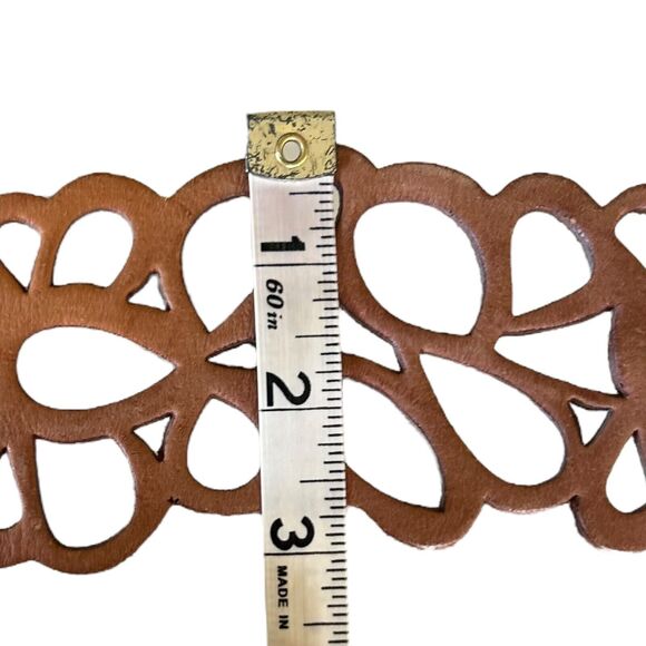 *SOLD* A&F Bohemian Brown Leather 3" Wide Cut Out M Belt Abercrombie Fitch Boho - Picture 6 of 9